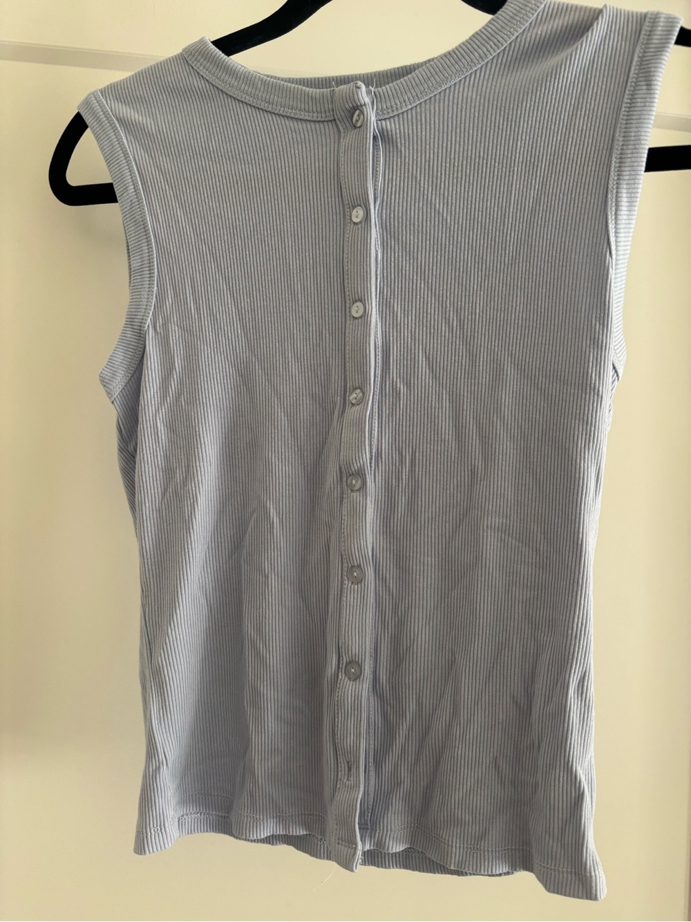 Pink Rose Light Blue Ribbed Button-Back Tank - Picture 2 of 4